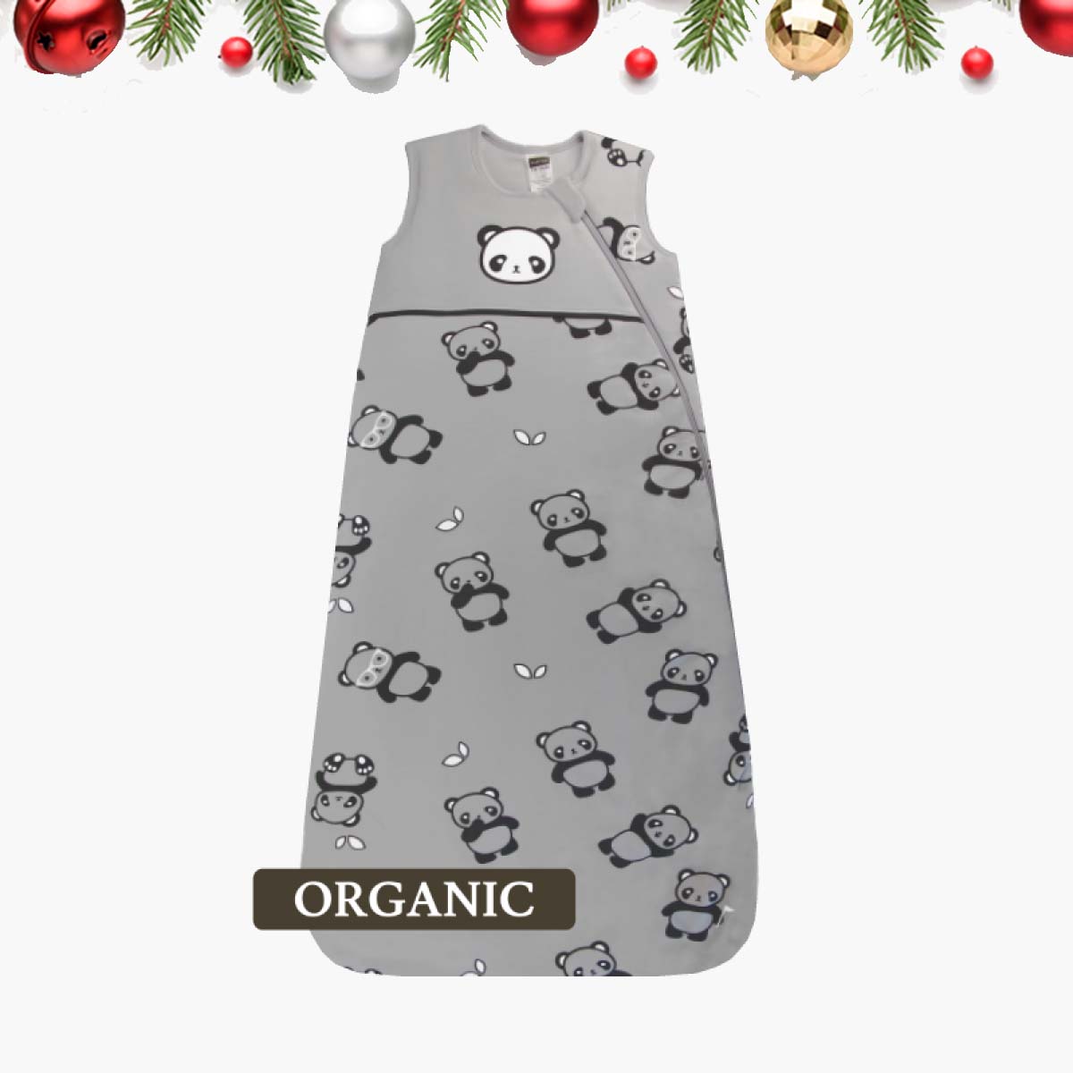 KUSHIES ORGANIC有機棉睡袋 初生0+ / 18-36個月適用 灰色熊貓